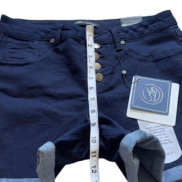 AZ Denim 5-Button Dark Wash Folded Hem Shorts Size 10 NWT - Picture 5 of 15